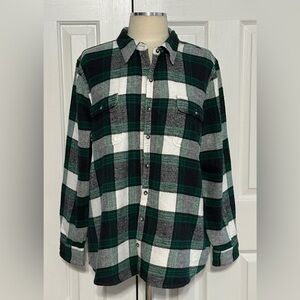 Natural Reflections Green Plaid Heavy Flannel Shirt Jacket 1X